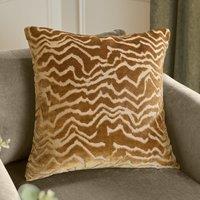 Paoletti Tierra Cut Velvet 50cm x 50cm Filled Cushion Brass