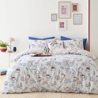 Fusion Coffee Club Duvet Cover Bedding Set Blue