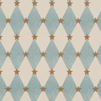Carrie Neely Star And Harlequin Fabric Sky Blue