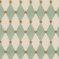 Carrie Neely Star And Harlequin Fabric Duck Egg