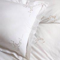 Historic Royal Palaces Bow Embroidery Pillowcase Oxford White Natural