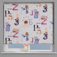 Alphabet Blackout Roller Blind White