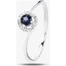 9ct White Gold Sapphire Diamond Cluster Twist Ring OJR0436-BS 9KW P