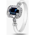 9ct White Gold Sapphire 0.08ct Diamond Ring 4376WG-10SAP M