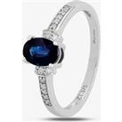9ct White Gold Oval-cut Sapphire and Diamond Dress Ring OJR0292-BS-9KW P
