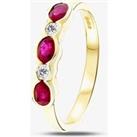 9ct Yellow Gold Ruby & Diamond Rubover Half Eternity Ring 8910/9Y/DQ10R Q