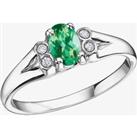 9ct White Gold Oval-cut Emerald and Diamond Cluster Ring 51Y59WG 5-10 EM L