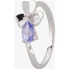 9ct White Gold Diamond Pear Shaped Tanzanite Flower Ring CY308R-T2A 9KW L