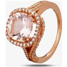 18ct Rose Gold Cushion-cut Morganite and Diamond Cluster Twist Ring R305896MG R O