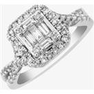 9ct White Gold Baguette and Brilliant Diamond Square Cluster Ring DR1362W O