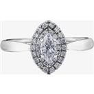 18ct White Gold 0.55ct Marquise-cut Diamond Double Halo Cluster Ring 30177WG/55-18 Q