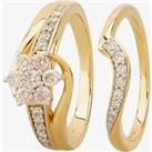 9ct Yellow Gold 0.75ct Diamond Cluster Twist Bridal Set THR15237-75-L