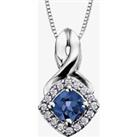 9ct White Gold Sapphire and Diamond Cushion Cluster Pendant P2351W/9-10
