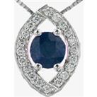 9ct White Gold Sapphire and Diamond Ellipse Pendant P3653W-10 SAPH