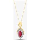 9ct Yellow Gold Marquise-Cut Ruby and Diamond Pendant P3704-10 RUBY