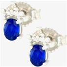 9ct White Gold Oval Sapphire and Diamond Stud Earrings VE04846 9KW/SAPH