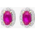 9ct Diamond Ruby Oval Stud Earrings BSE0006-R