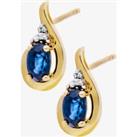 9ct Yellow Gold 0.62ct Oval Sapphire & Diamond Swirl Stud Earrings BSE0007E