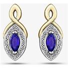 9ct Gold Marquise-cut Sapphire and Diamond Stud Earrings E3704-10 SAPH