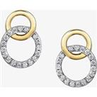 9ct Two Colour Gold 0.14ct Diamond Double Circle Stud Earrings E4249/14 9Y