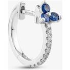 14ct White Gold Round Sapphire & Brilliant Cut Diamond Single Hoop Earring E39076GW14SA (SINGLE)