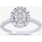 9ct White Gold 0.65ct Diamond Baguette and brilliant Halo Cluster Ring DR1687-9KW-JK/I1 M