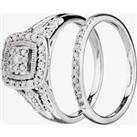 9ct White Gold 0.50ct Diamond Cushion Bridal Ring THR21953-50 M
