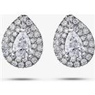 18ct White Gold 0.67ct Pear-cut Diamond Halo Cluster Stud Earrings E3787W/67-18