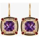 Ungar & Ungar 18ct Rose Gold Amethyst Diamond & Ruby Dropper Earrings 8RE5722D RU AM