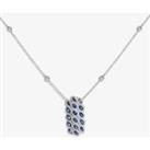 18ct White Gold Marine Sapphire and Diamond Wave Cluster Necklace LG193/NA(BS)