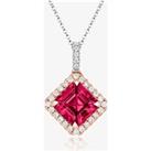 Tivon 18ct Two Colour Gold Pink Tourmaline and Diamond Cluster Necklace PTTR-0933-PT