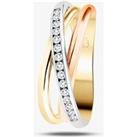 9ct Three Colour 0.15ct Diamond Crossover Ring L54354-10 N