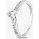 9ct White Gold 0.15ct Diamond Wishbone Ring THR28175-15 M