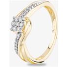 9ct Yellow Gold 0.15ct Diamond Cluster Twist Ring THR18689-15 M