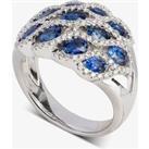 18ct White Gold Marine Sapphire and Diamond Wave Cluster Ring LG193/RA(BS) N