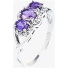 9ct White Gold Amethyst and Diamond Triple Cluster Twist Ring 51Y38WG/2-10 M