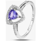 9ct White Gold Trillion-cut Tanzanite and Diamond Cluster Ring OJS0009R-T2A-9KW N