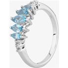 9ct White Gold Graduated Marquise Blue Topaz Ring BSR10640SBT R