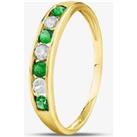 9ct Yellow Gold Green & Clear Cubic Zirconia Half Eternity Ring PR02470EM L