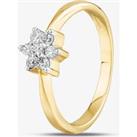 9ct Yellow Gold Clear Crystal Flower Cluster Ring DIV057-R