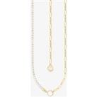 THOMAS SABO Gold Plated Oval Link & Freshwater Pearl Necklace KE2189-430-14-L45