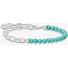THOMAS SABO Silver Link & Synthetic Turquoise Beaded Charm Bracelet A2098-404-17-L19