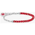 THOMAS SABO Silver Member Charm Red Bead Bracelet A2130-007-10-L17V