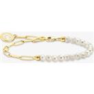 THOMAS SABO 19cm Gold Plated Oval Link & Freshwater Pearl Bracelet A2129-430-14-L19