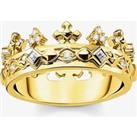 THOMAS SABO Gold Plated Cubic Zirconia Crown Ring TR2302-414-14-52