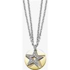 Stainless Steel Gold Plated Cubic Zirconia Star Disc Necklet ESNL11844B800