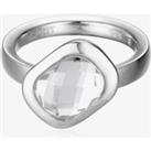 Esprit Silver Offset Faceted Glass Ring ESRG92132A180 56