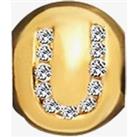 Lovelinks Gold Plated Silver Clear Cubic Zirconia U Bead