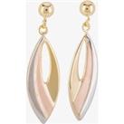 9ct Three Colour Gold Marquise Cut-out Dropper Earrings GER48-MC