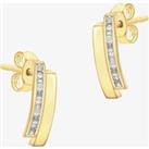 9ct Gold Double Bar Cubic Zirconia Earrings 1.58.9579